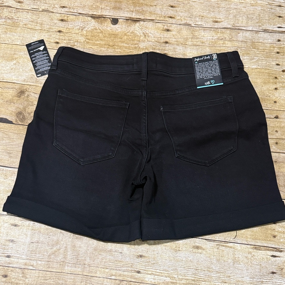 BNWT LuLaRoe Black Jean Shorts with Teal Accents - Picture 2 of 6